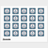 Nautical Design Quadratischer Aufkleber (Blatt)