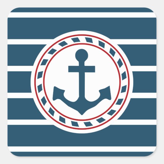Nautical Design Quadratischer Aufkleber (Vorderseite)