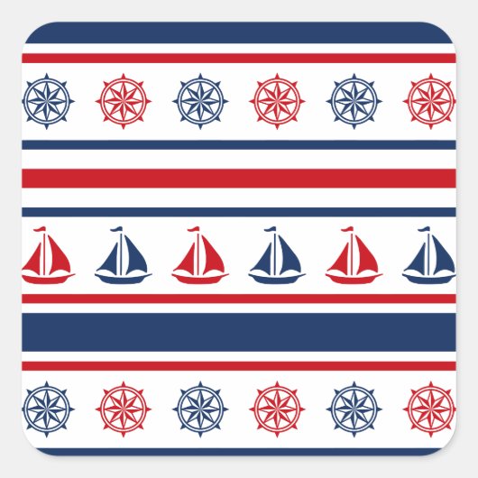 Nautical Design Quadratischer Aufkleber (Vorderseite)
