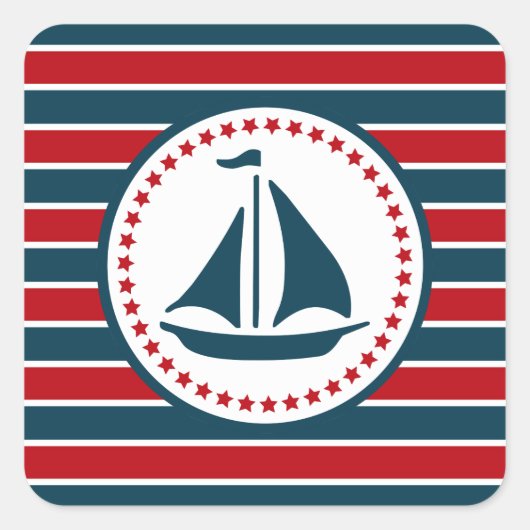 Nautical Design Quadratischer Aufkleber (Vorderseite)