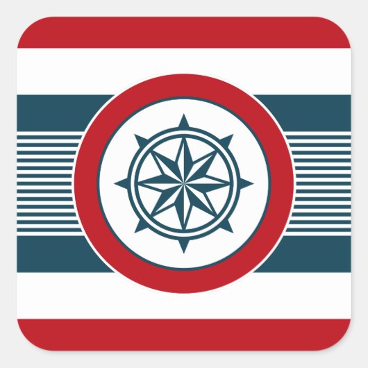 Nautical Design Quadratischer Aufkleber (Vorderseite)