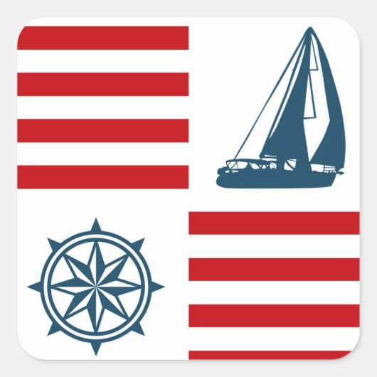 Nautical Design Quadratischer Aufkleber (Vorderseite)