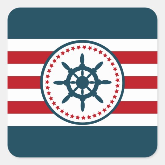 Nautical Design Quadratischer Aufkleber (Vorderseite)