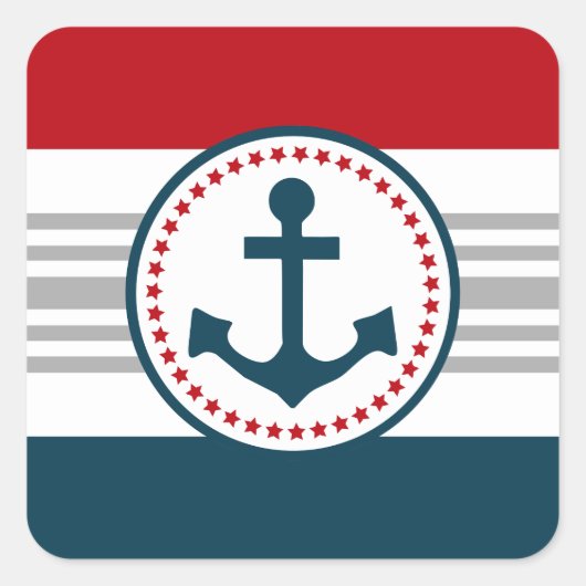 Nautical Design Quadratischer Aufkleber (Vorderseite)