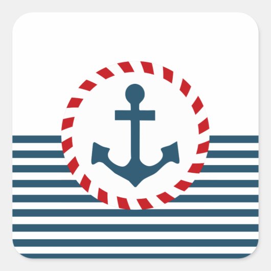 Nautical Design Quadratischer Aufkleber (Vorderseite)