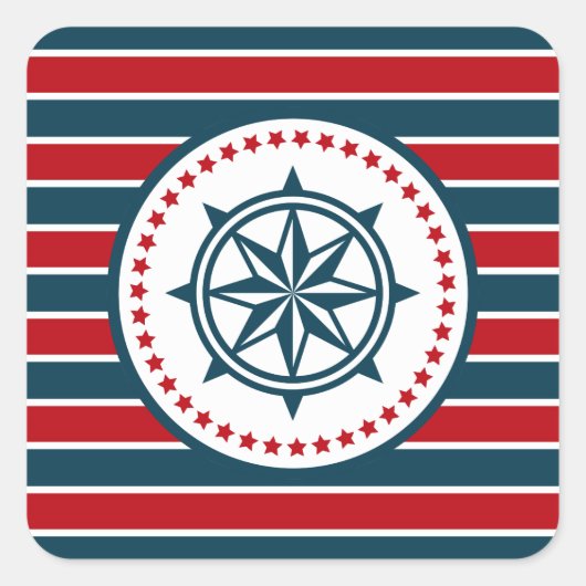 Nautical Design Quadratischer Aufkleber (Vorderseite)