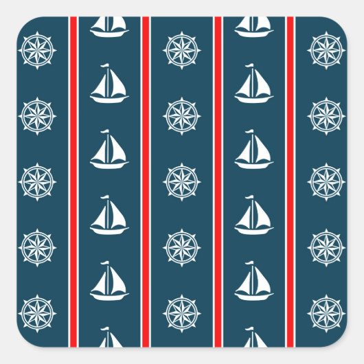 Nautical Design Quadratischer Aufkleber (Vorderseite)