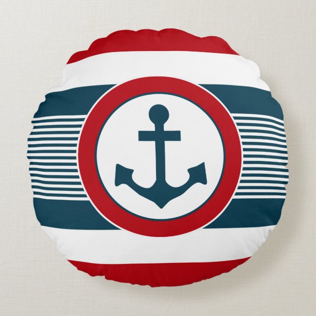Nautical Design Rundes Kissen (Vorderseite)