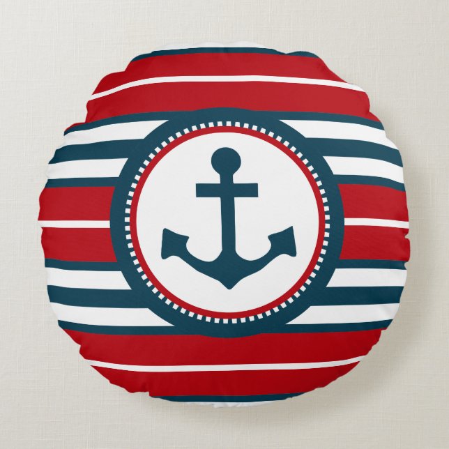 Nautical Design Rundes Kissen (Vorderseite)