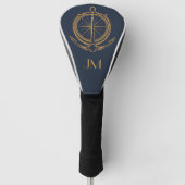 Nautical design with gold compass and anchor golf headcover (Vorderseite)