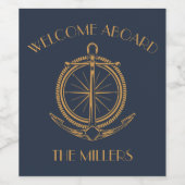 Nautical design with gold compass and anchor weinetikett (Einzelnes Label)