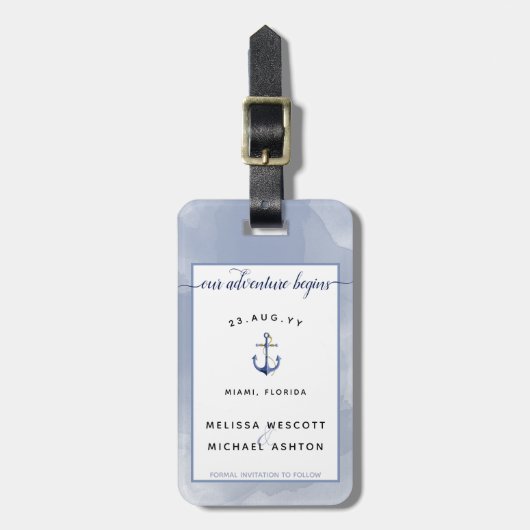 #Nautical Destination #Wedding Save the Date Gepäckanhänger (Vorderseite vertikal)