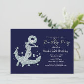 Nautical Diamond Anchor BIRTHDAY PARTY Einladungen (Stehend Vorderseite)
