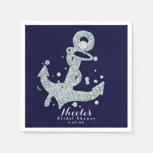 Nautical Diamond Anchor Bling Glam Beach Party Serviette