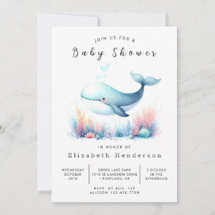 Nautical Digital Whale Baby Dusche Einladung