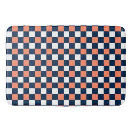 Nautical Doodles – Coral & Navy Mini Check Badematte