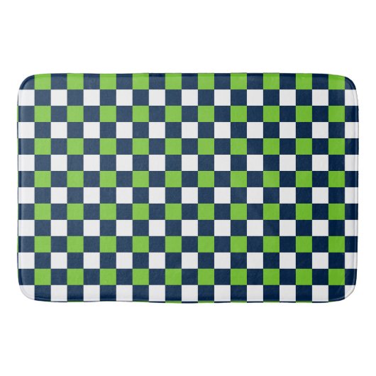 Nautical Doodles – Lime & Navy Mini Check Badematte (Vorderseite)