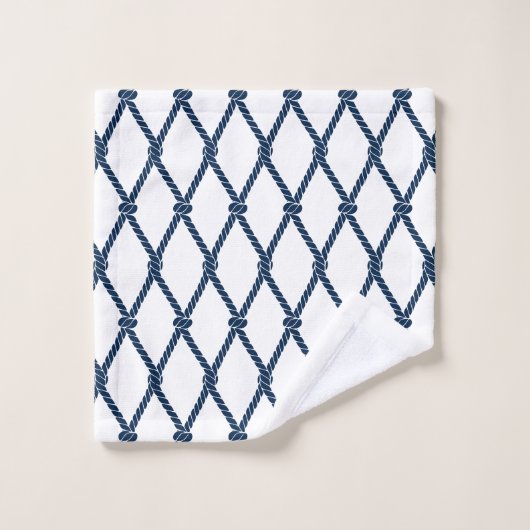 Nautical Doodles – Red & Navy Coastal Stripe Badhandtuch Set (Waschlappen)