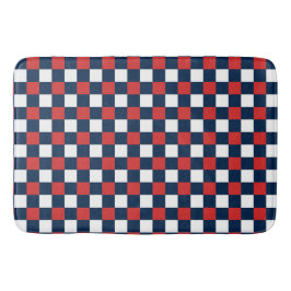 Nautical Doodles – Red & Navy Mini Check Badematte