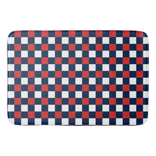 Nautical Doodles – Red & Navy Mini Check Badematte (Vorderseite)