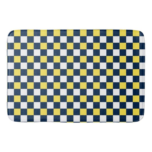 Nautical Doodles – Yellow & Navy Mini Check Badematte (Vorderseite)