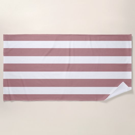 Nautical Dusty Pink & White Striping Strandtuch (Vorderseite)