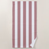 Nautical Dusty Pink & White Striping Strandtuch (Vorderseite)