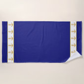 Nautical, Elegant Golden Anchors on Navy Blue Strandtuch (Vorderseite)