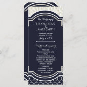 Nautical Elegant Navy White Beach Hochzeitsprogram Programm (Vorne/Hinten)