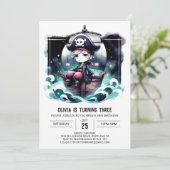 Nautical Enchanted Pirate Birthday Einladung (Stehend Vorderseite)