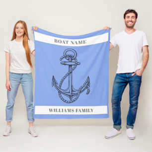 "Nautical Escape" Personalisierter Schiffsname Ank Fleecedecke
