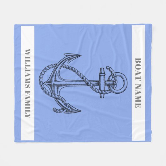 "Nautical Escape" Personalisierter Schiffsname Ank Fleecedecke (Vorderseite (Horizontal))
