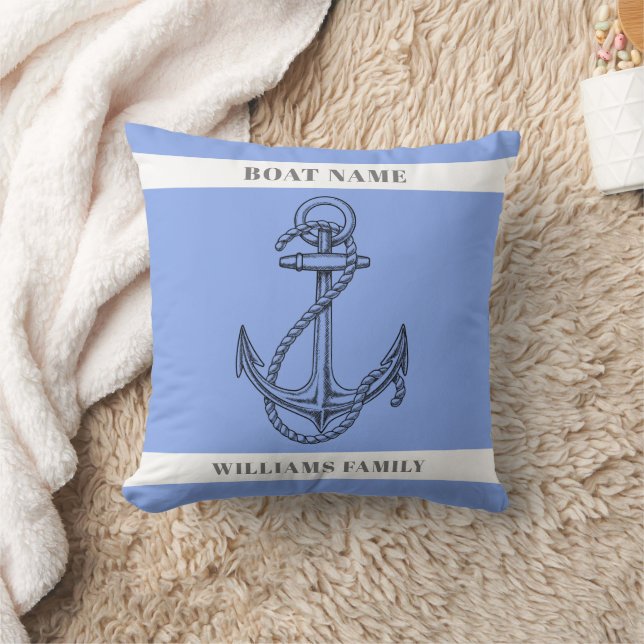 "Nautical Escape" Personalisierter Schiffsname Ank Kissen (Decke)
