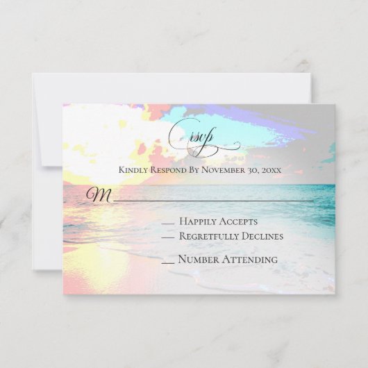 *~* Nautical Exotic Ocean Beach Hochzeitsreise UAW RSVP Karte (Vorderseite)