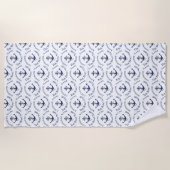 Nautical Family Boat Name Navy Anchor graues Holz Strandtuch (Vorderseite)