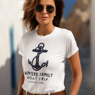 Nautical Family Boat Trip Navy Blue Anchor Custom Tri-Blend Shirt