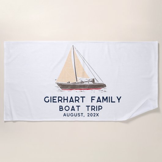 Nautical Family Boat Trip Sailing Custom Strandtuch (Vorderseite)