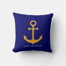 Nautical Family Gold Anker auf Navy Blue