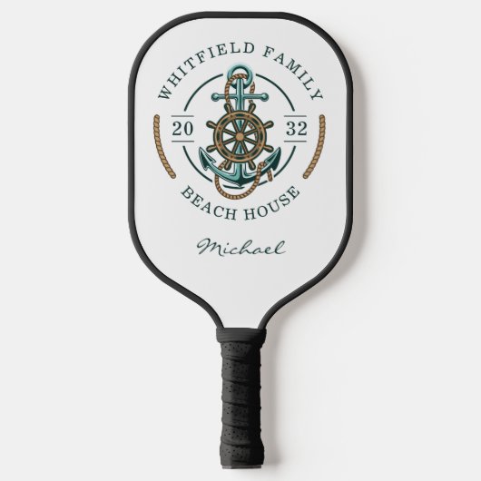 Nautical Family Matching Beach House Anchor Pickleball Schläger (Vorderseite)