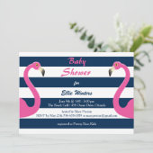 Nautical Flamingo Baby Shower Einladung (Stehend Vorderseite)
