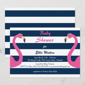Nautical Flamingo Baby Shower Einladung