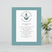Nautical Floral Anchor Aquamarin Blue Wedding Prog (Stehend Vorderseite)