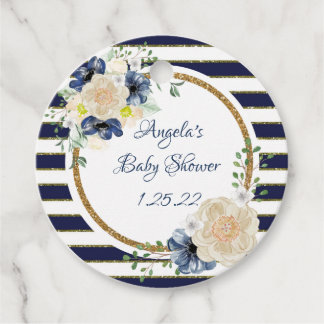 Nautical Floral Elegante Navy & Gold Personalisier Geschenkanhänger