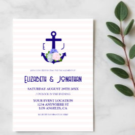 Nautical Floral Stripes Engagement Party Einladung