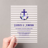 Nautical Floral Stripes Wedding Acryleinladungen (Insitu (Handheld))