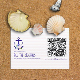 Nautical Floral Stripes Wedding Details Begleitkarte