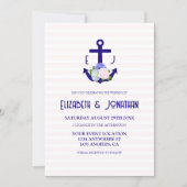 Nautical Floral Stripes Wedding Einladung (Vorderseite)