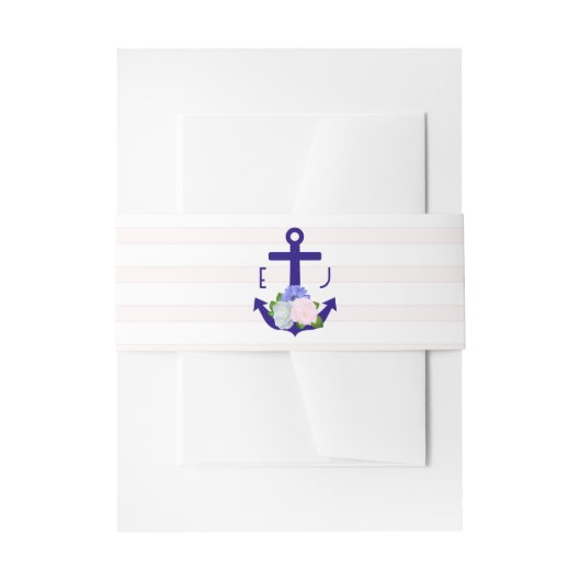 Nautical Floral Stripes Wedding Einladungsbanderole (Vorderseite Beispiel)