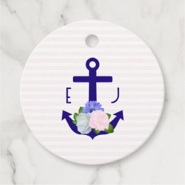 Nautical Floral Stripes Wedding Geschenkanhänger