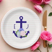Nautical Floral Stripes Wedding Pappteller